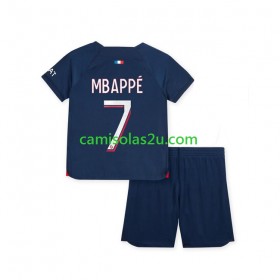 Camisolas de futebol Paris Saint-Germain Mbappé 7 Criança Equipamento Principal 2023/24 Manga Curta